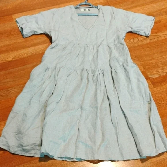 knee length dresses for ladies Val Cotton Dress Navy – Woody's Mercantile main image 0